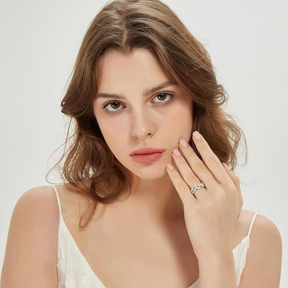 Genuine Moissanite Sterling Silver 6mm Wide Vine Fligree Leaves Vintage Ring - Picture 6 of 6